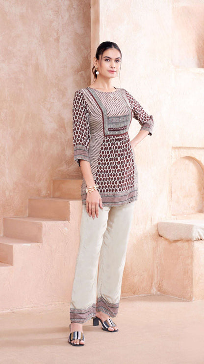 Maroon Straight Kurta Pant Set