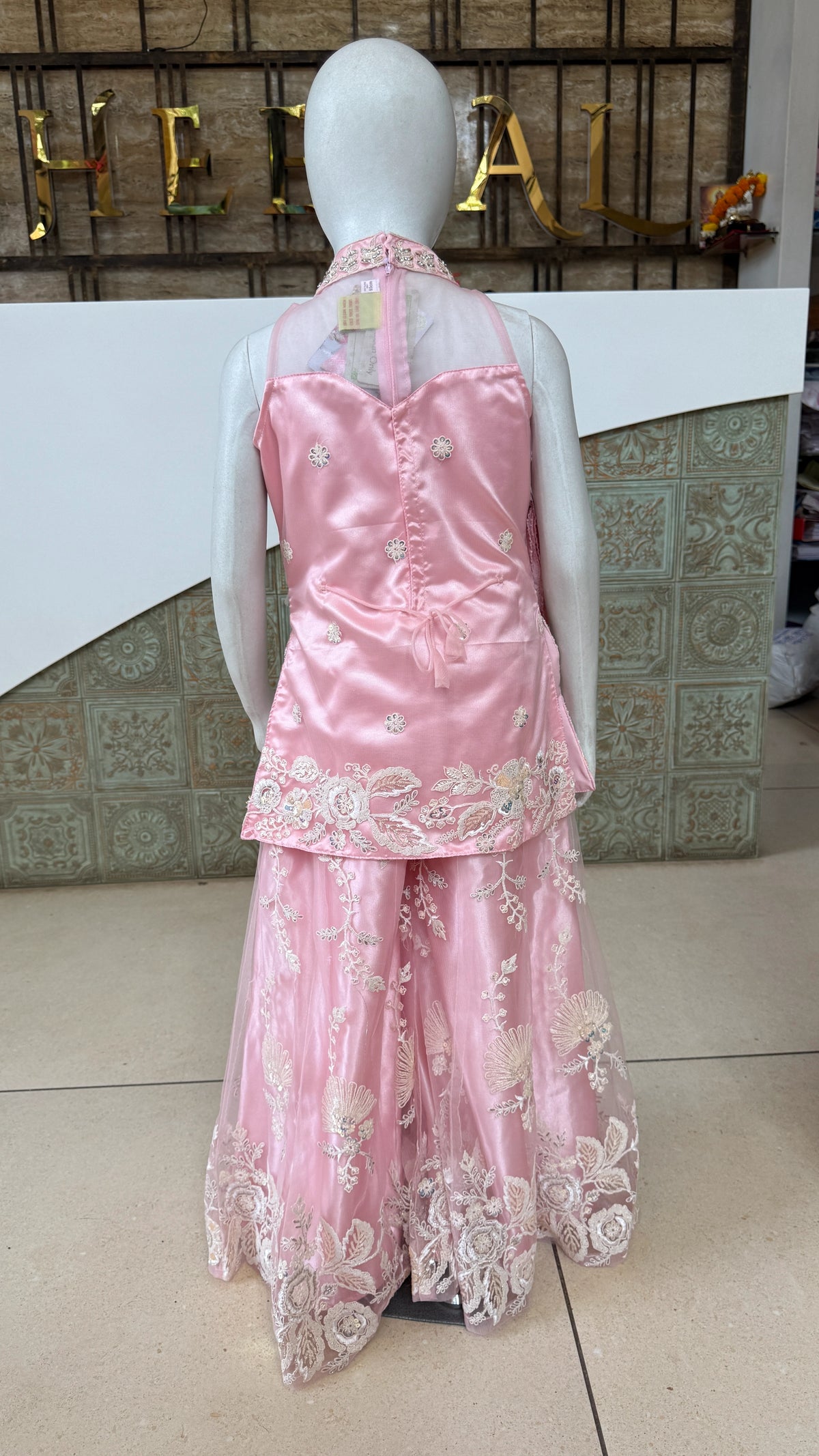 Girls Floral Embroidered Palazzo Set with Dupatta
