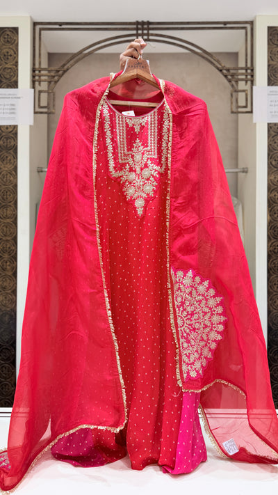 Red n Rani Chinon Suit
