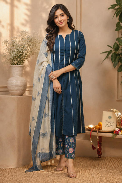 Nazakat Mul Chanderi Anarkali Suit