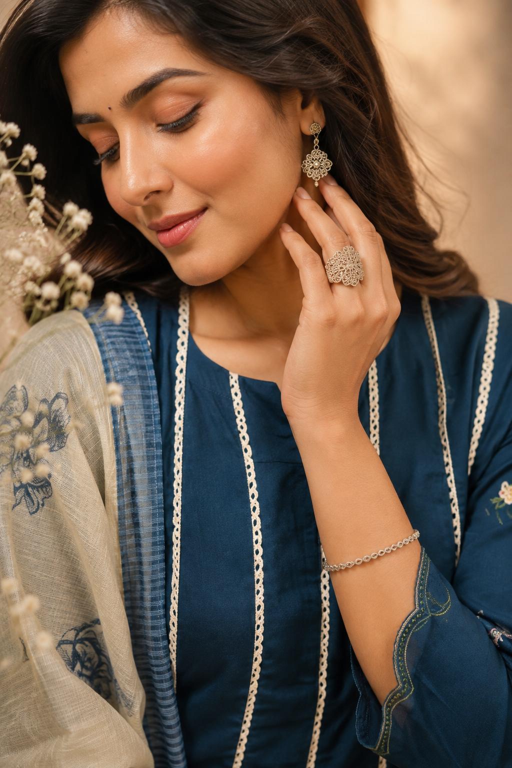 Nazakat Mul Chanderi Anarkali Suit