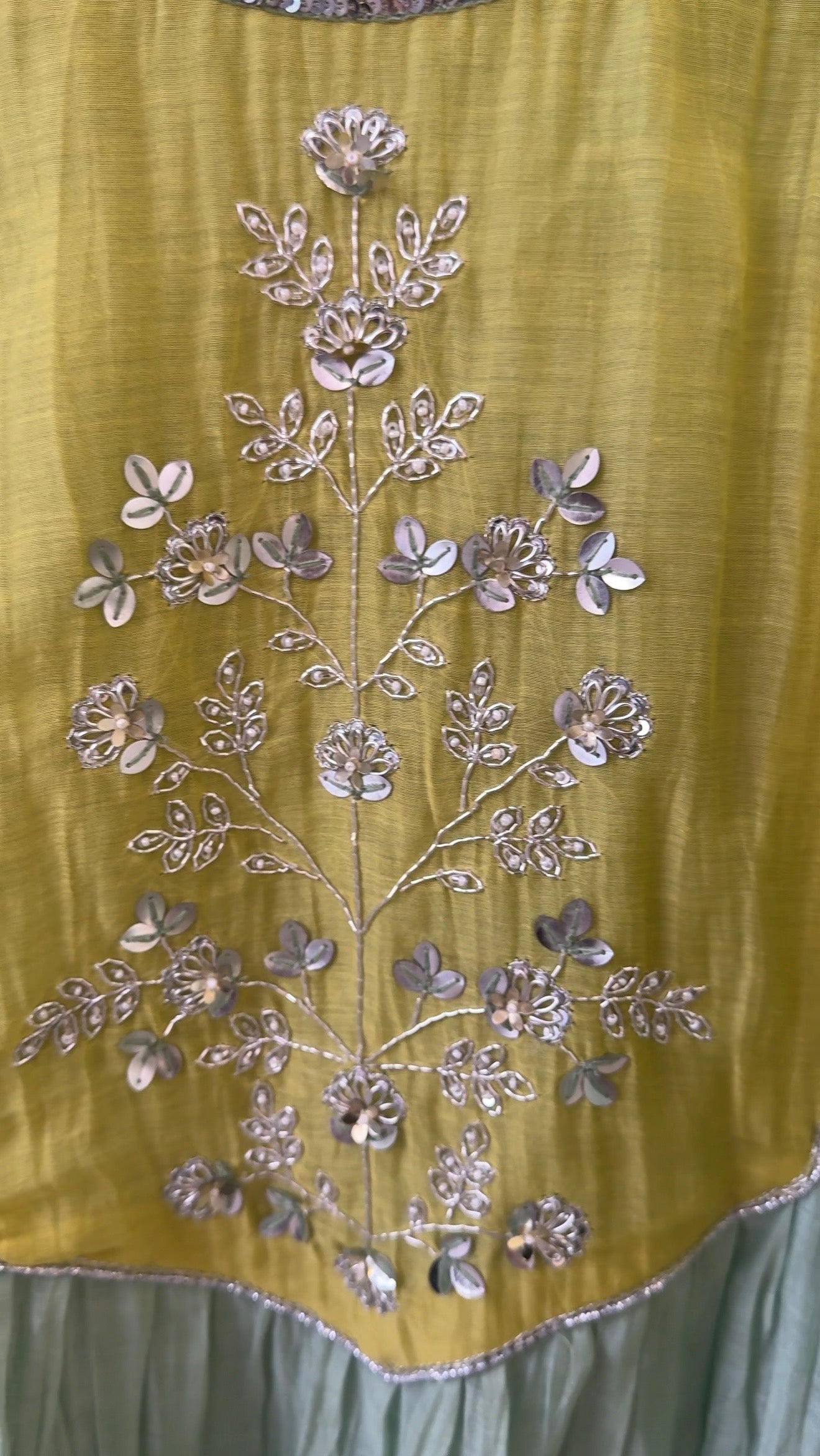 Mint Green and Yellow Mul chanderi Suit| Ready to Ship| Limited Sets