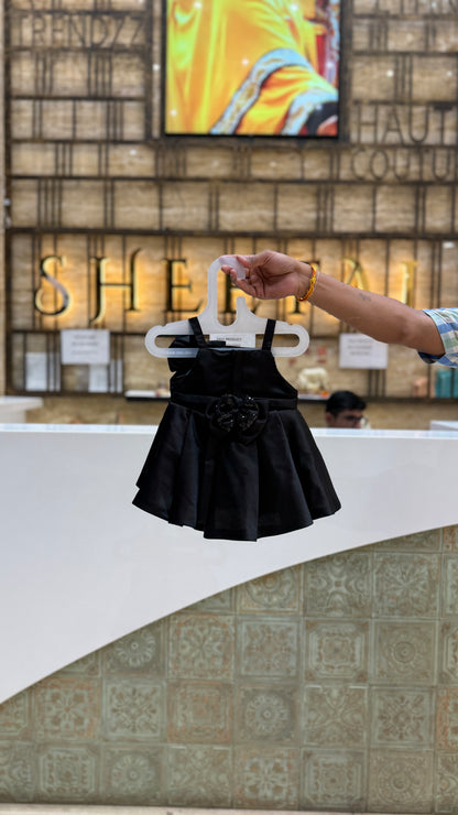Black Sequin Bow Baby Frock