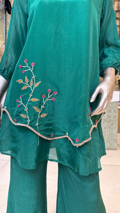 Noori Green Organza Co ord set