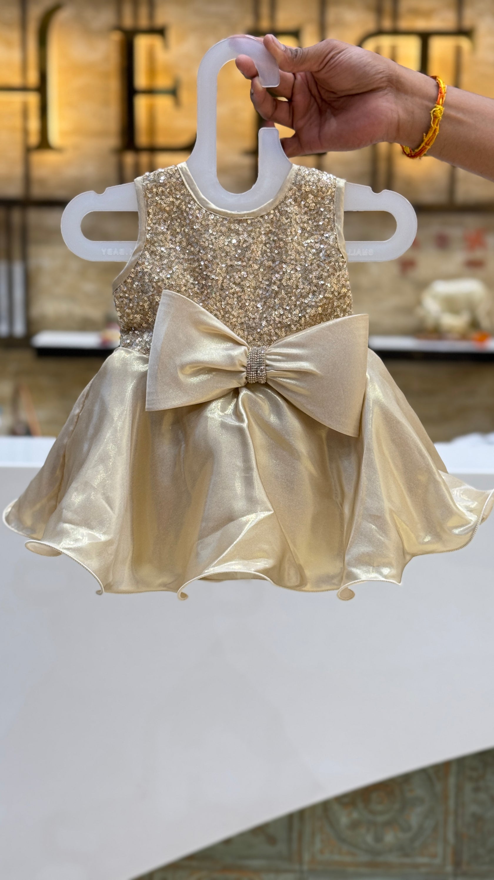 Champagne Sequin Bow Frock