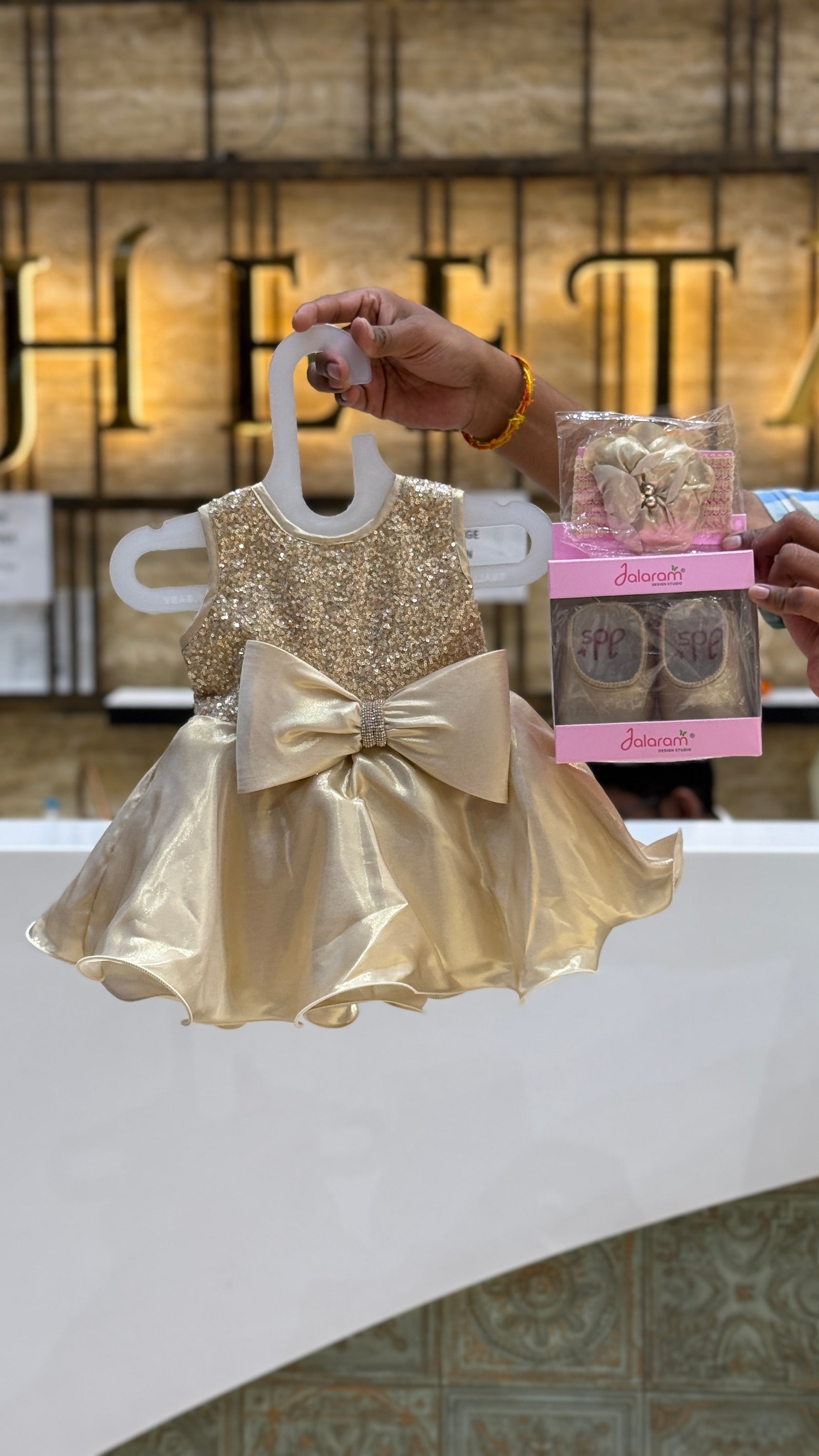 Champagne Sequin Bow Frock