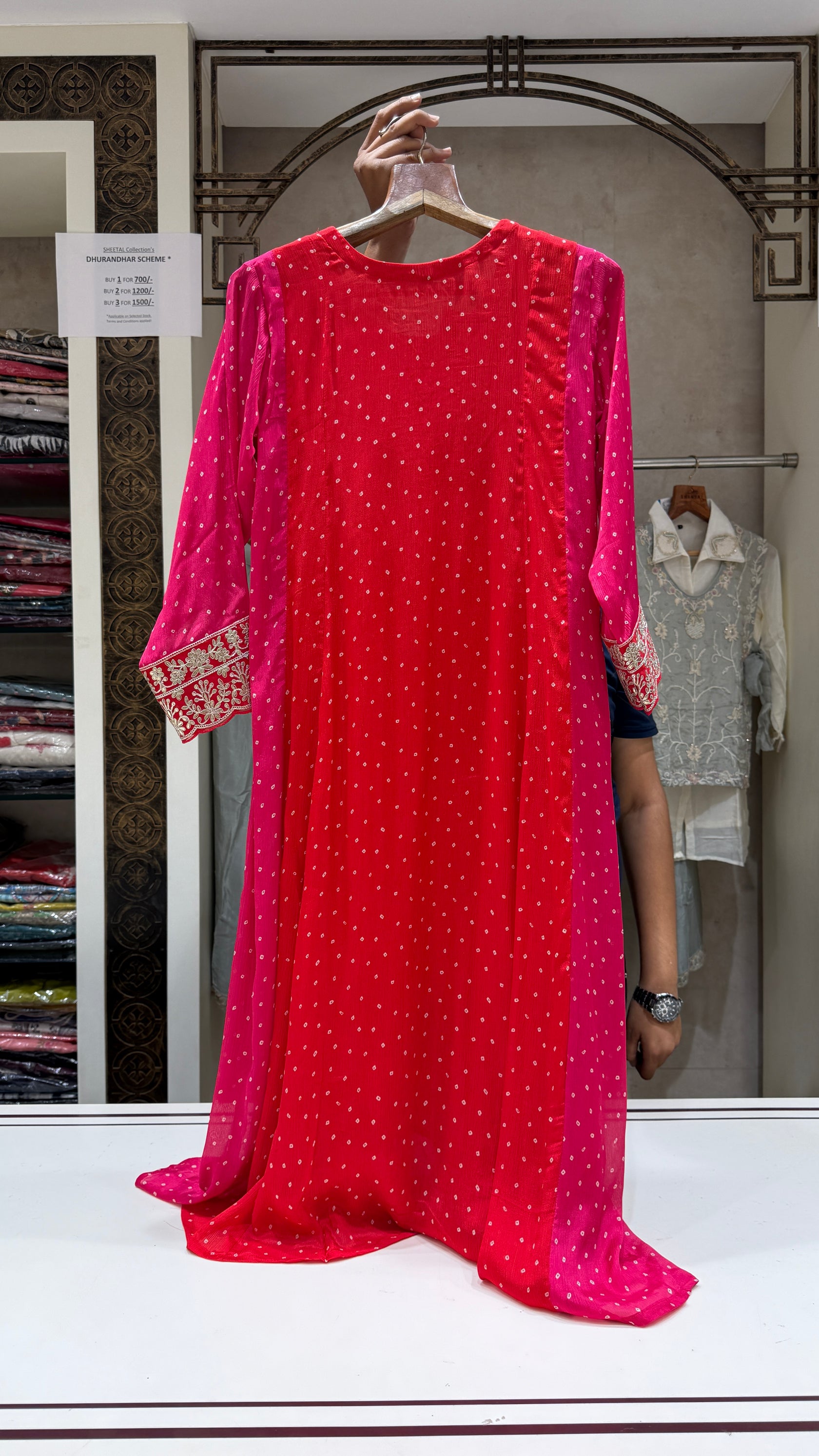 Red n Rani Chinon Suit