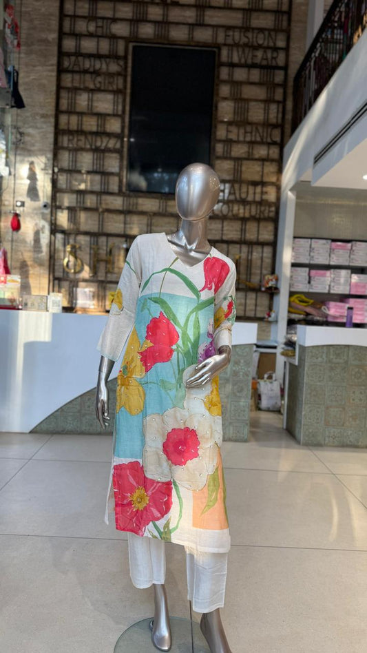 Floral Pure Linen 3PC Suit Set