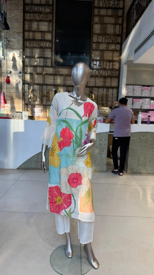 Floral Pure Linen 3PC Suit Set