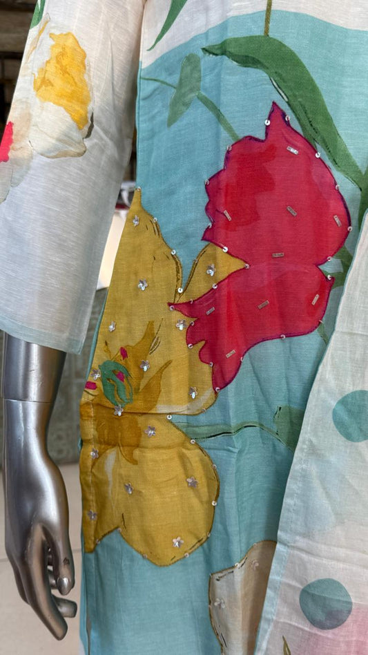 Floral Pure Linen 3PC Suit Set