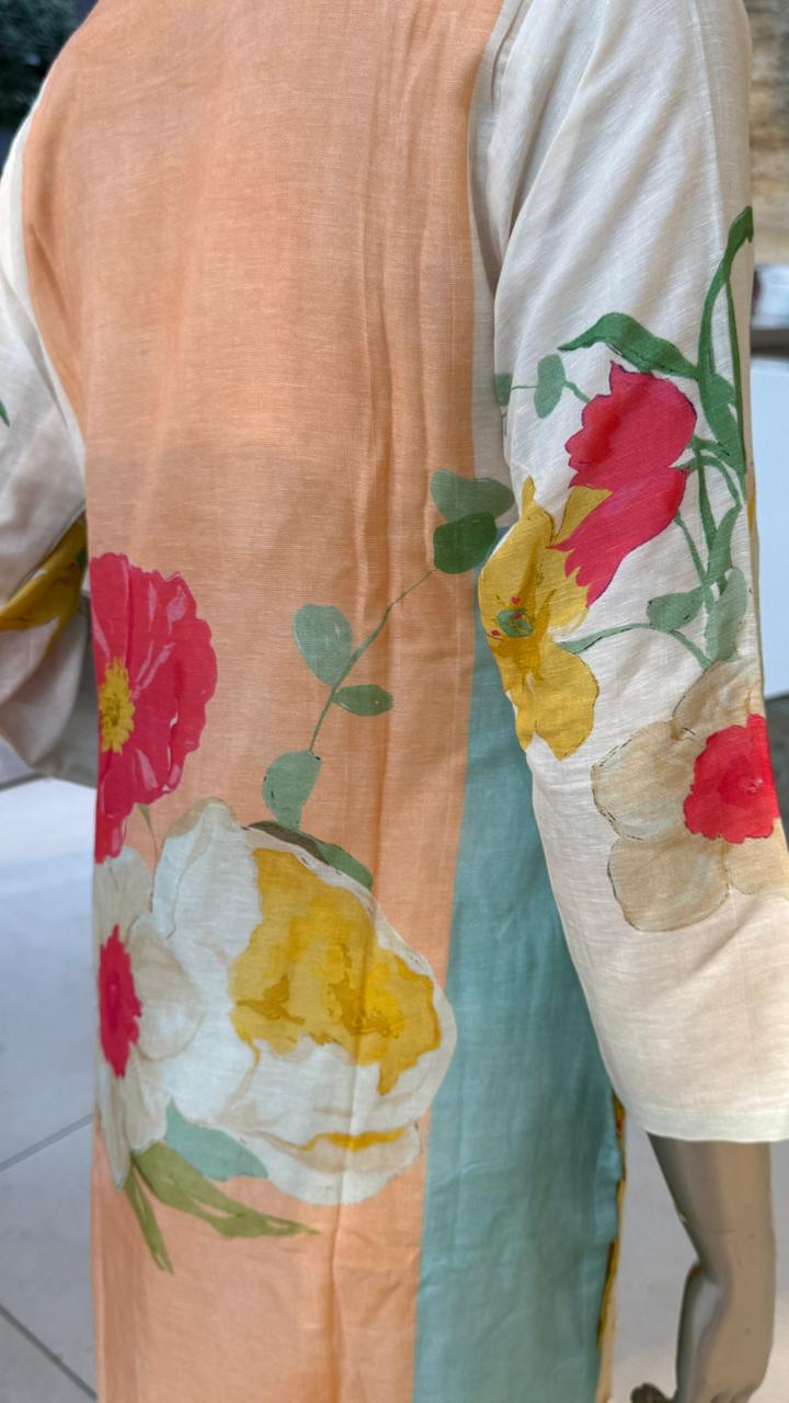 Floral Pure Linen 3PC Suit Set
