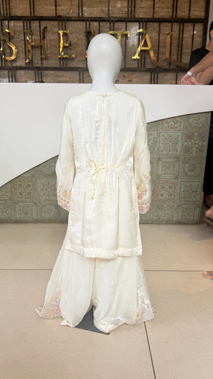 Girls Floral Embroidered Top Palazzo Set with Dupatta