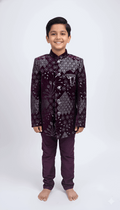 Purple and Silver Embroidered Indo-Western Jacket for Boys