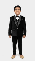 Black Velvet Tuxedo Suit for Boys