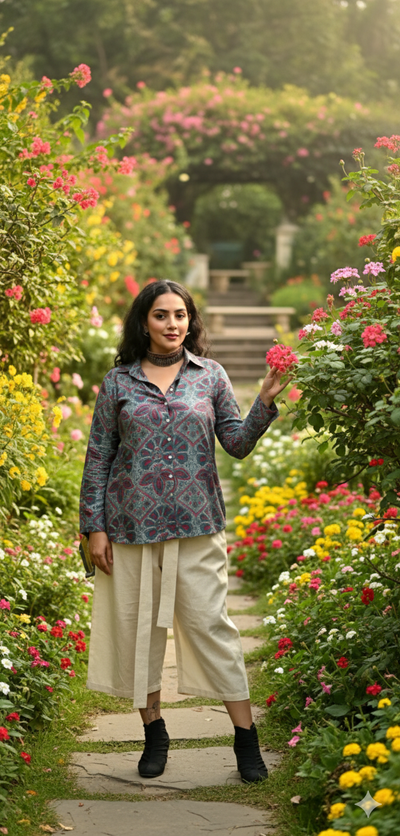 Printed Muslin Shirt Top & Flex Cotton Pant Co-ord Set