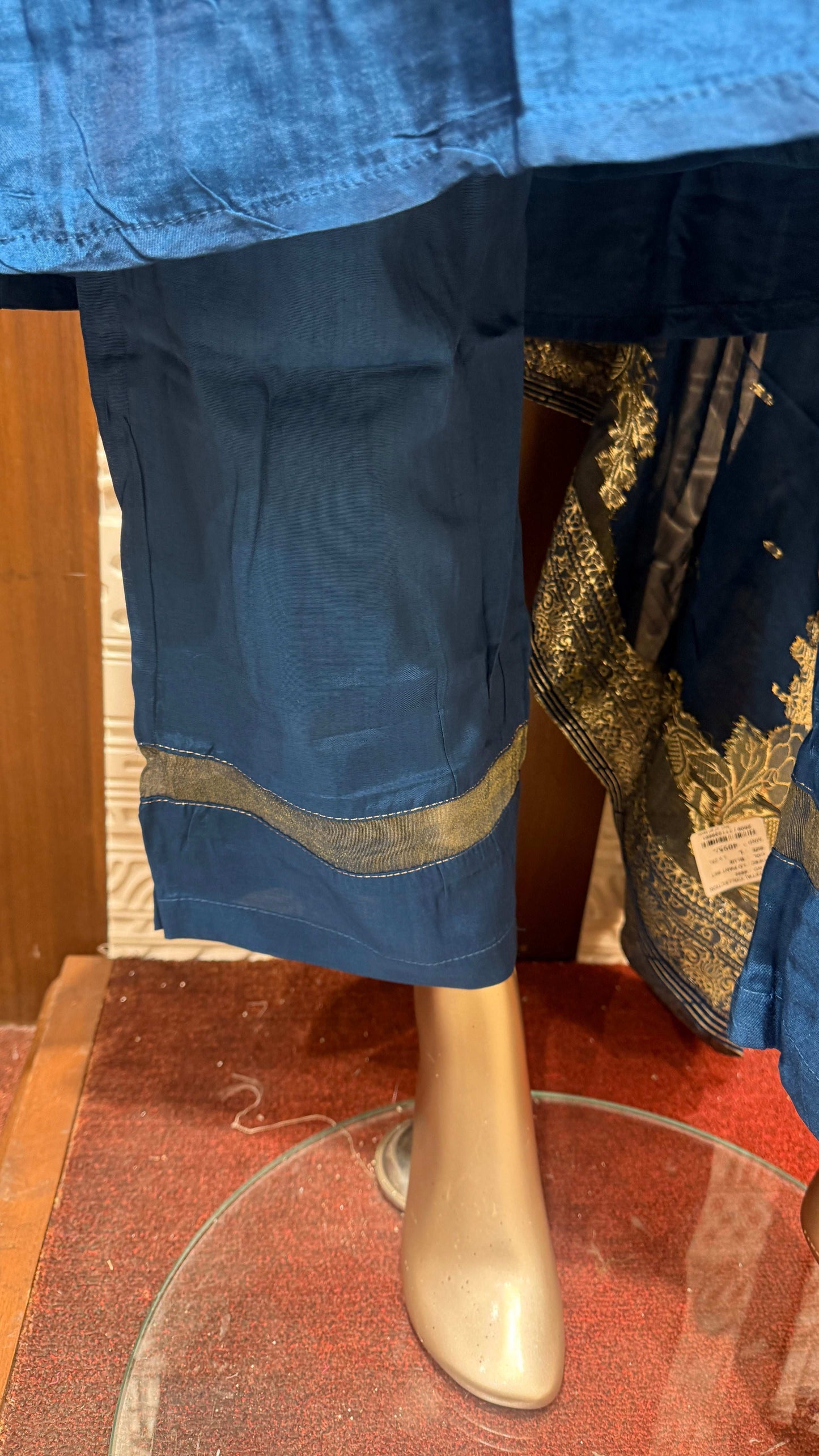 Sky Blue Banarasi Silk Sharara Set with Golden Embroidery – Sheetal Collection