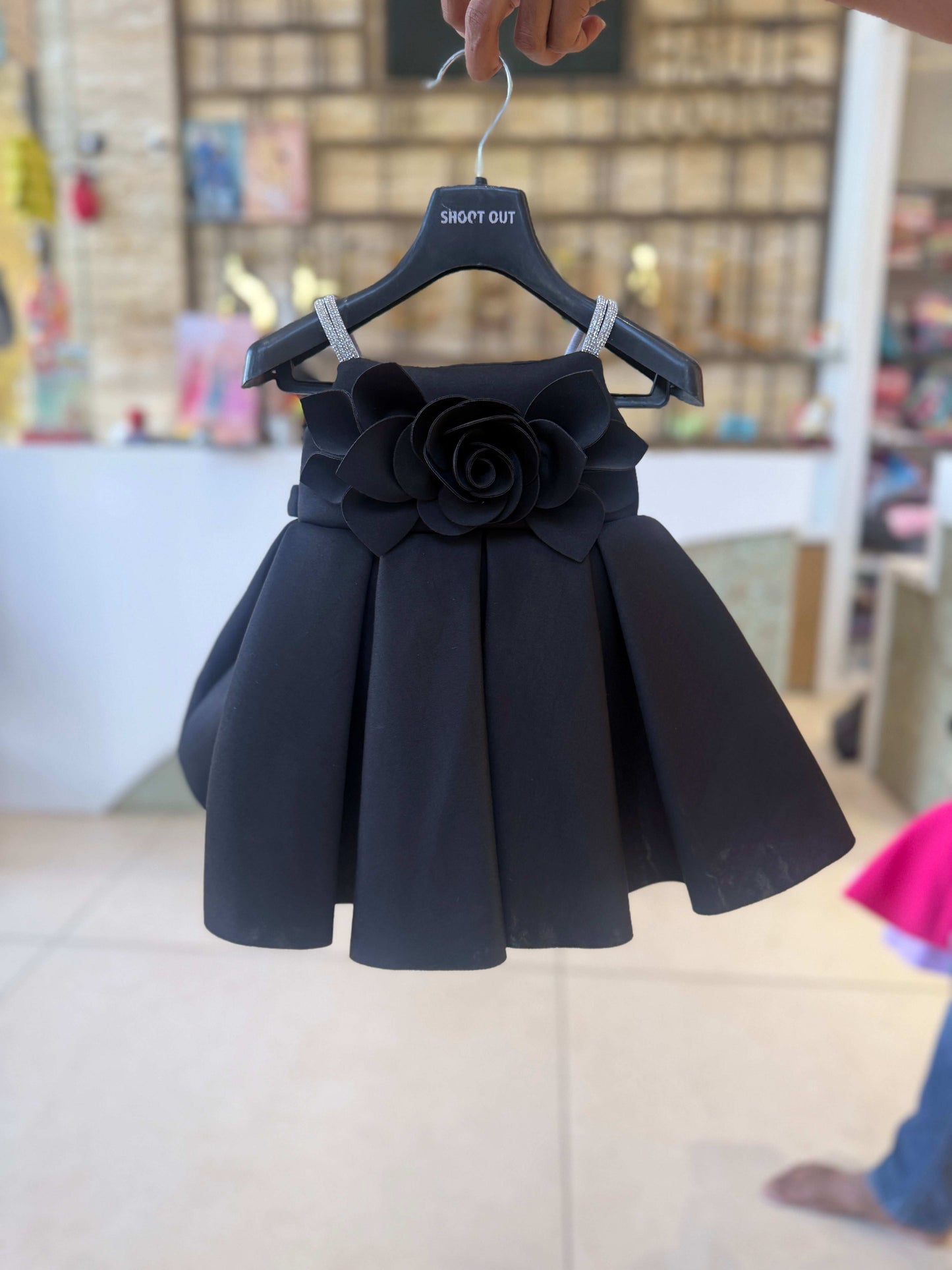 Black Rose Applique Baby Frock for Newborns – Sheetal Collection