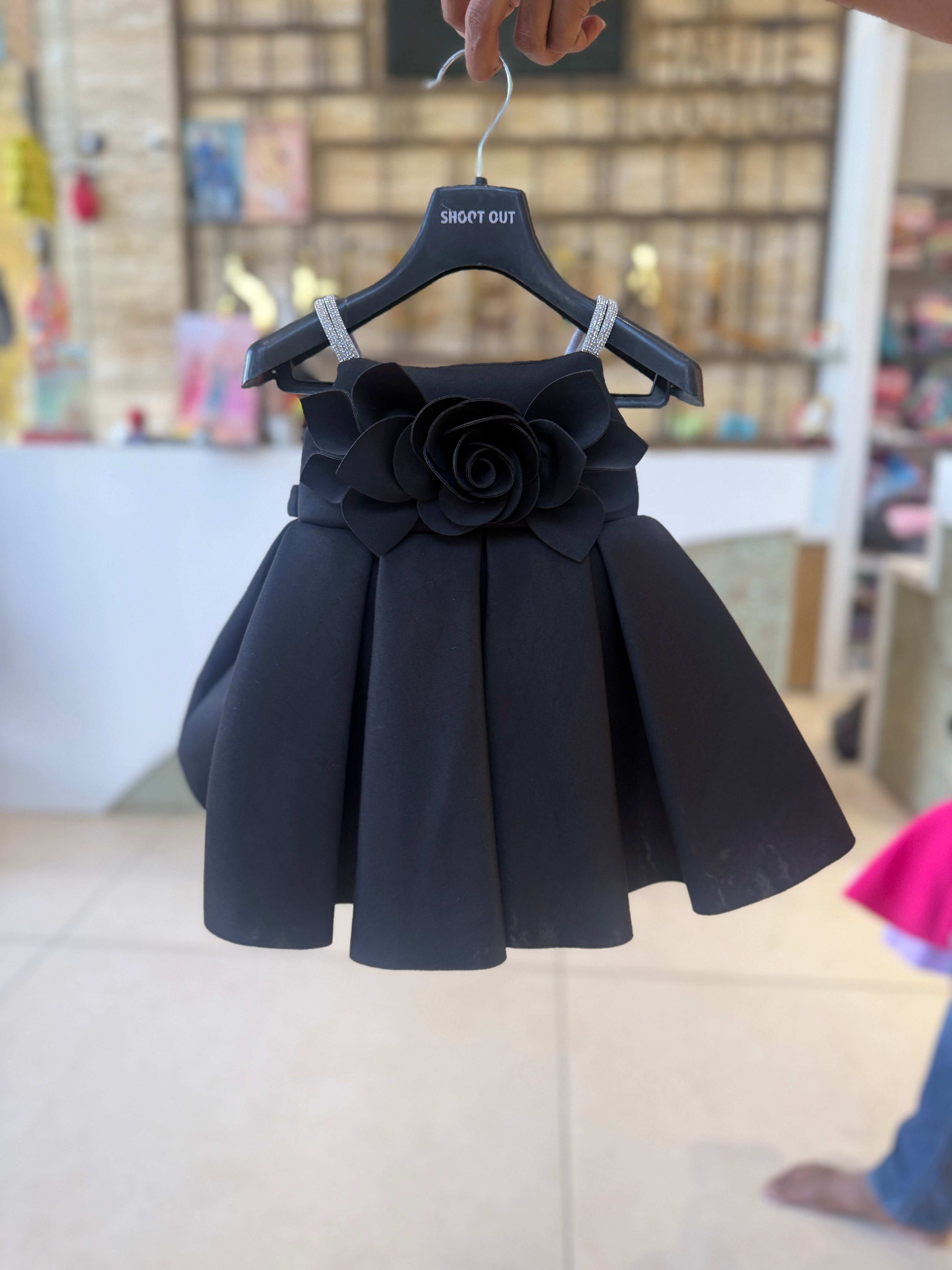 Black Rose Applique Baby Frock for Newborns – Sheetal Collection