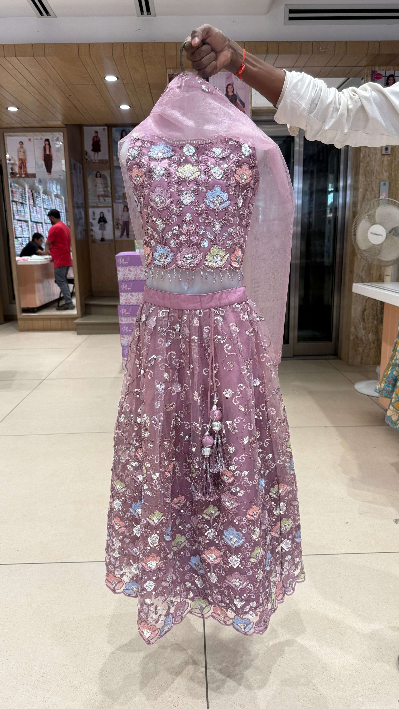 Mauve Pink Embroidered Lehenga Choli Set with Dupatta