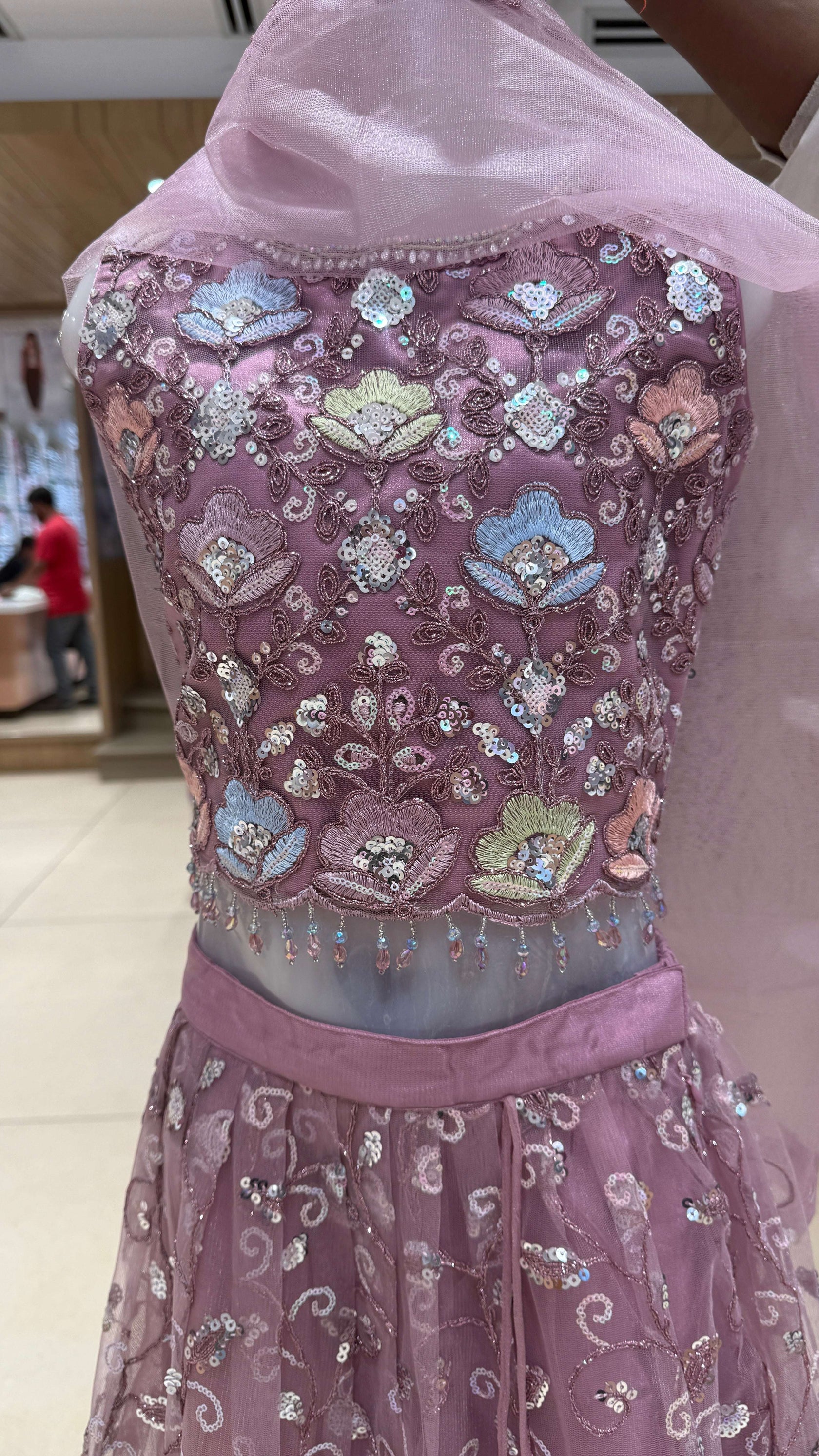 Mauve Pink Embroidered Lehenga Choli Set with Dupatta