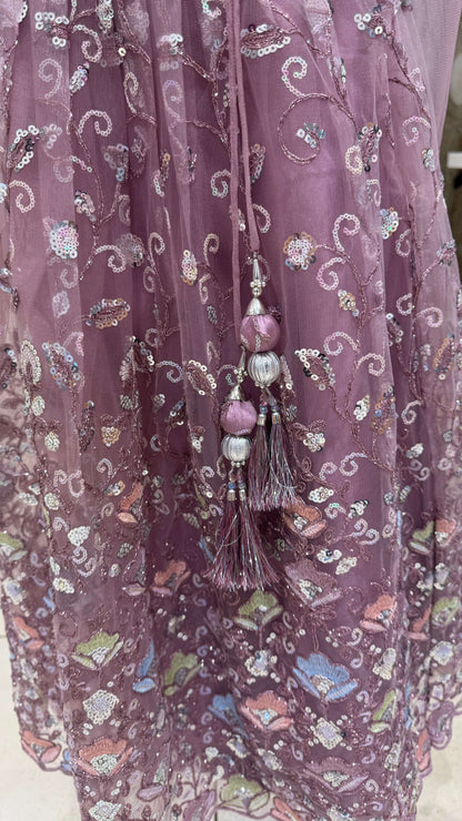 Mauve Pink Embroidered Lehenga Choli Set with Dupatta