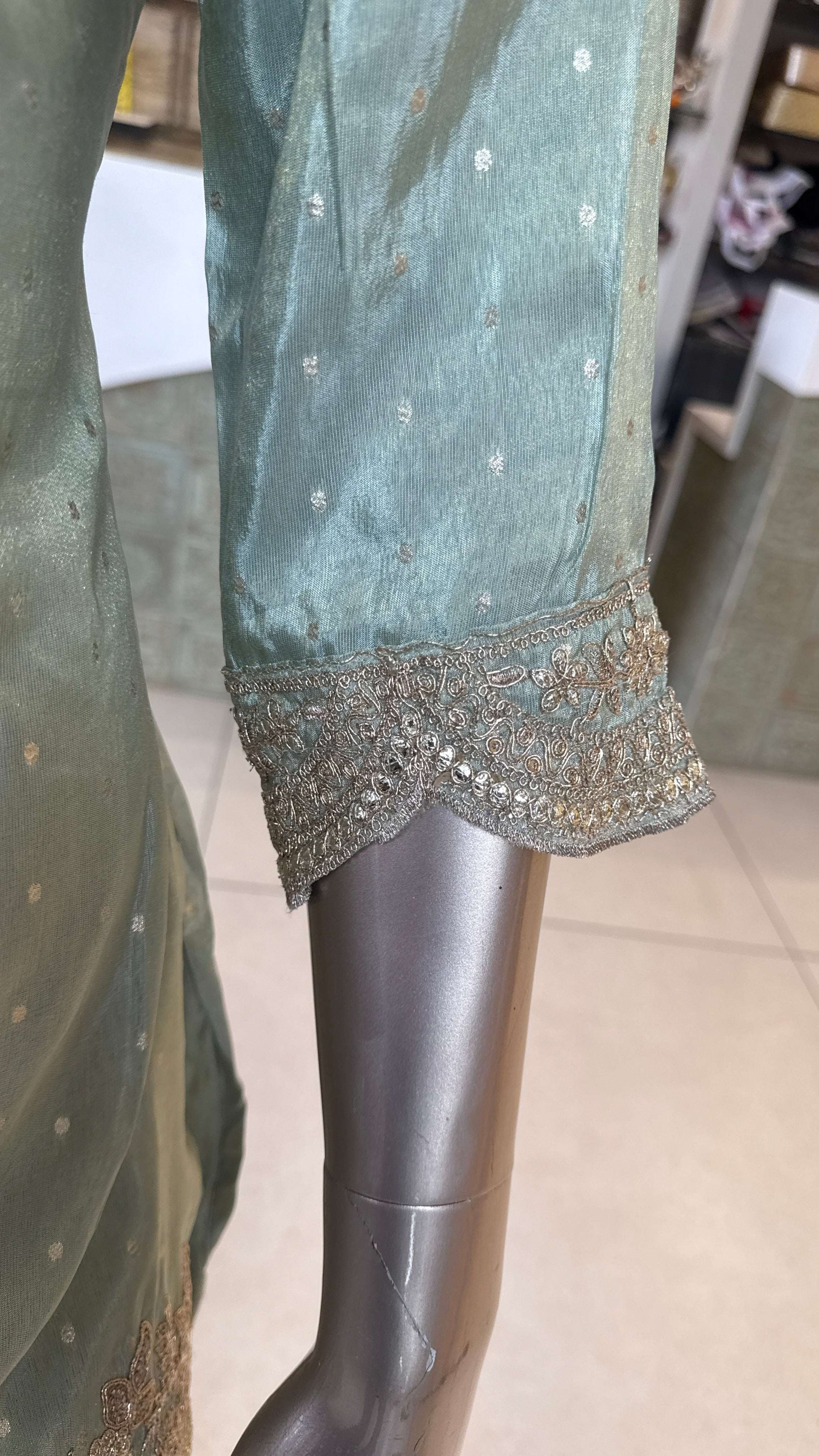 Mint Green Embroidered Sharara Set for Women