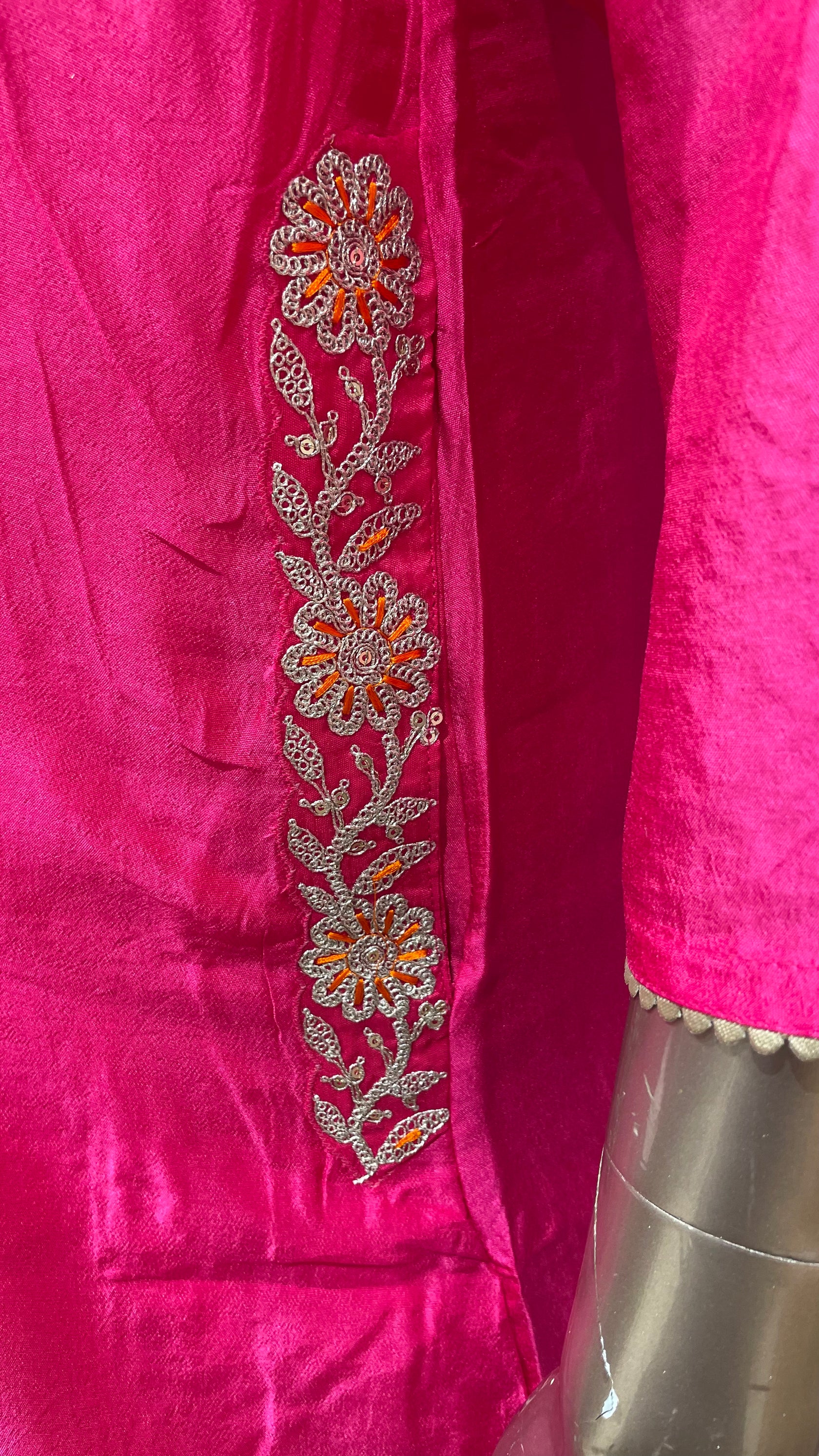 Pink Leheriya Embroidered Soft Slick Silk Sharara Set – Sheetal Collection