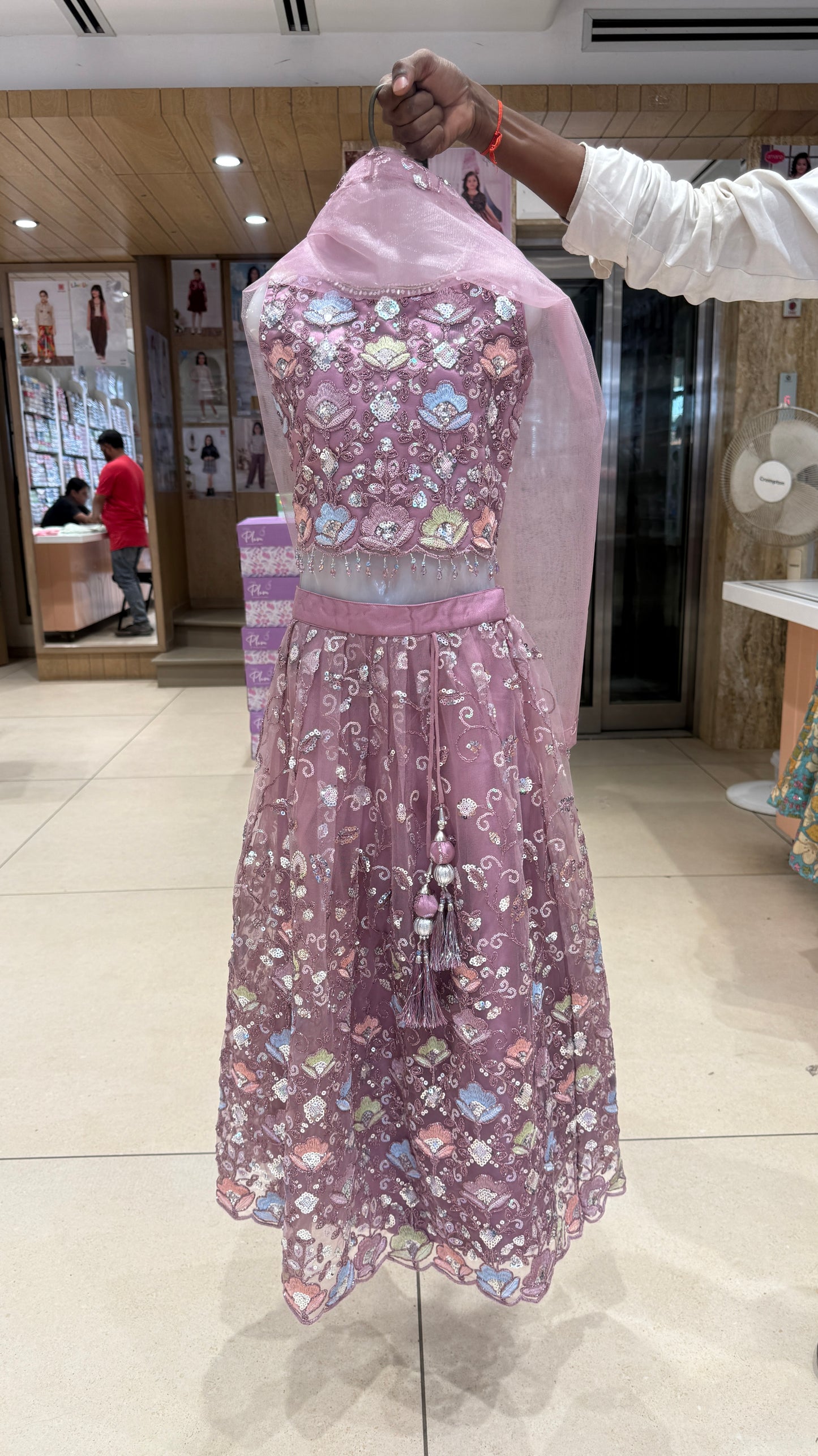 Mauve Pink Embroidered Lehenga Choli Set with Dupatta