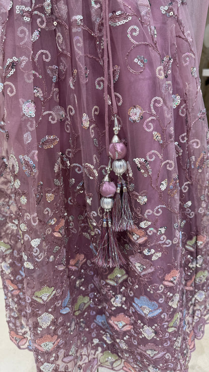 Mauve Pink Embroidered Lehenga Choli Set with Dupatta