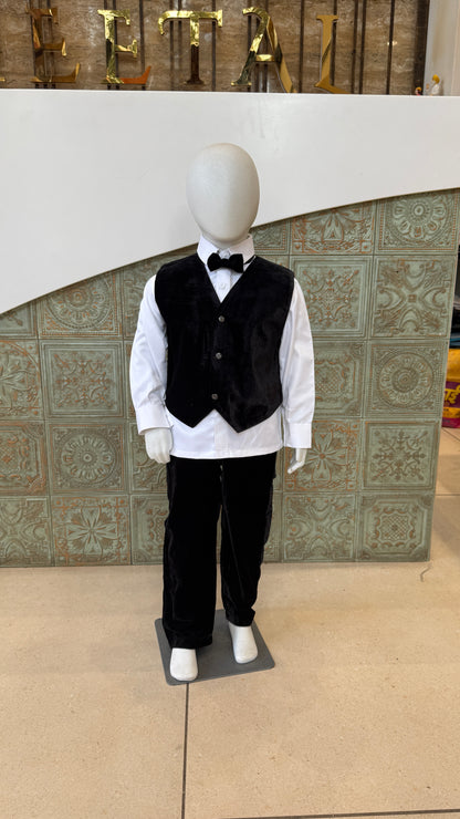 Black Velvet Tuxedo Suit for Boys