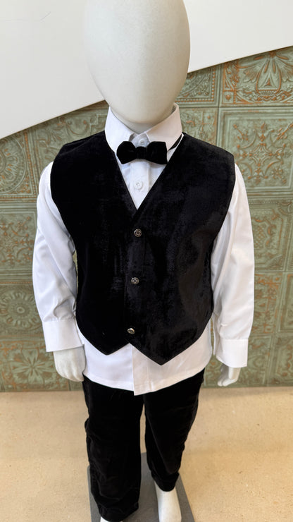 Black Velvet Tuxedo Suit for Boys