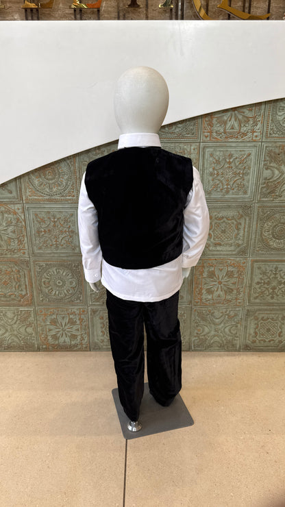 Black Velvet Tuxedo Suit for Boys