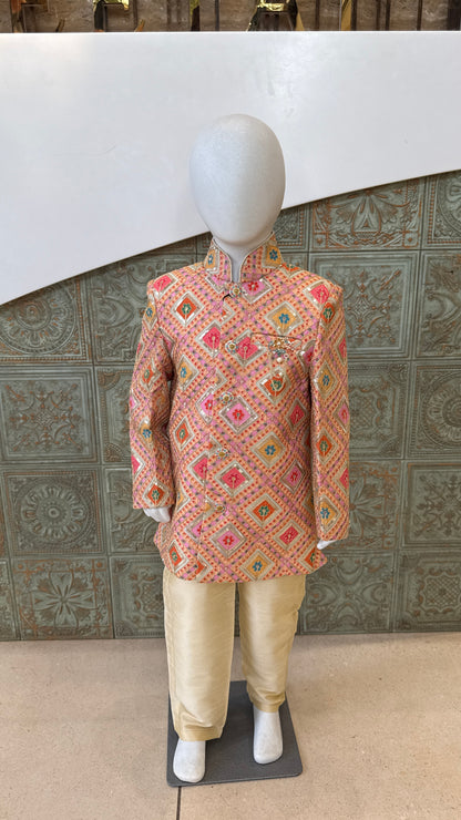Multicolor Printed Indo-Western Jacket for Boys