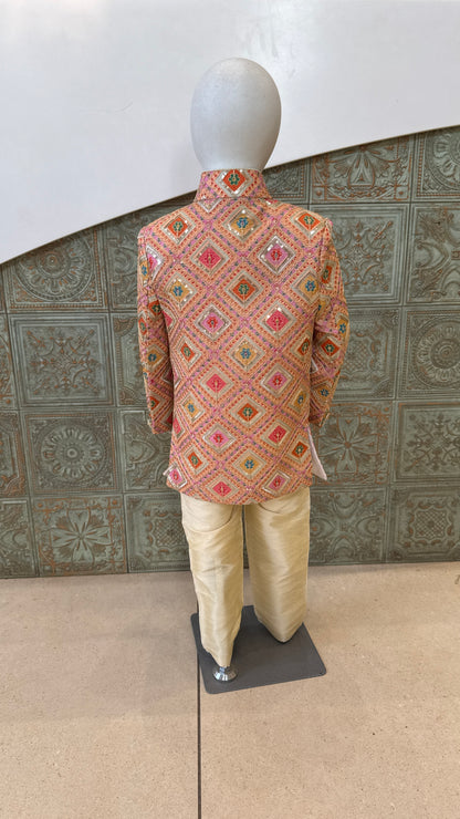 Multicolor Printed Indo-Western Jacket for Boys