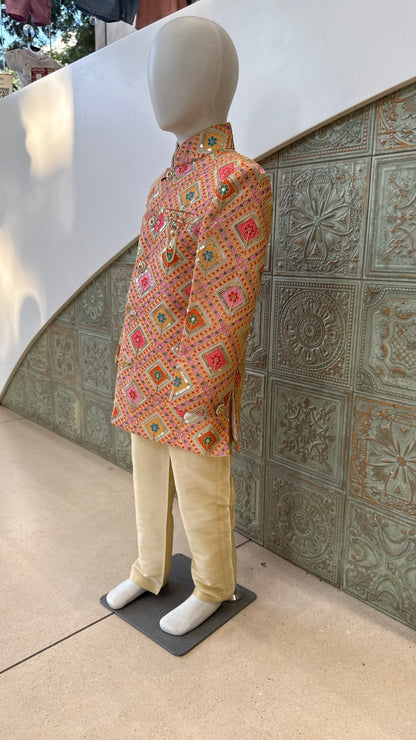 Multicolor Printed Indo-Western Jacket for Boys