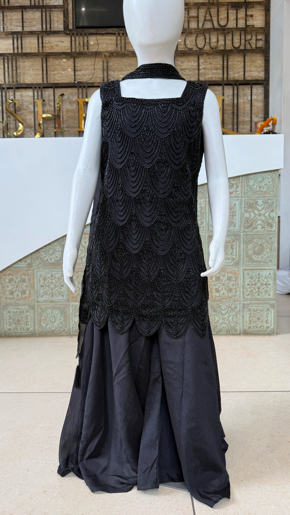 Girls Scallop Embroidered Plazzo Set with Dupatta