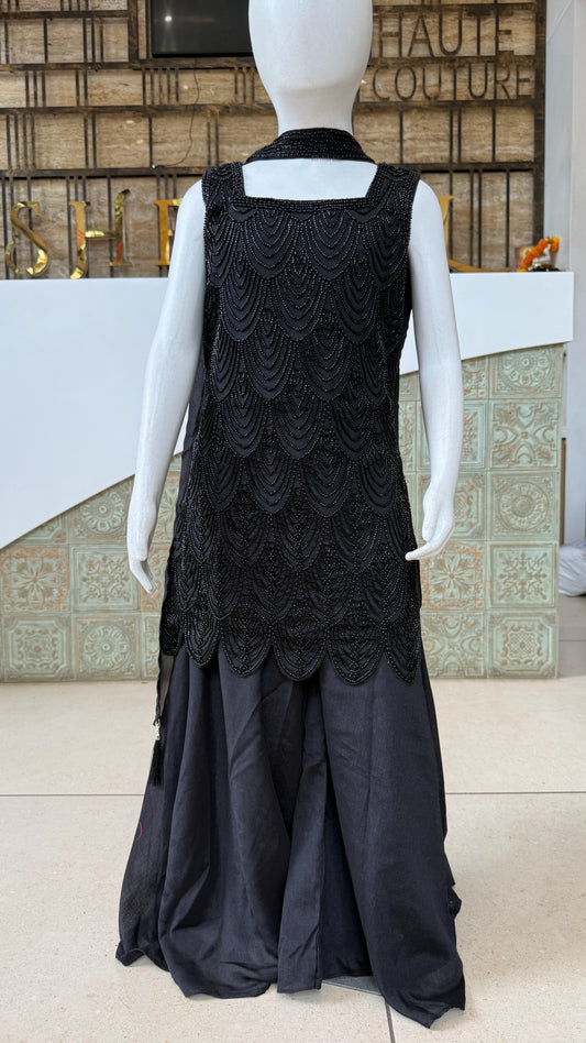 Girls Scallop Embroidered Plazzo Set with Dupatta