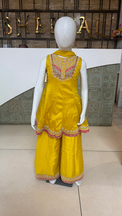 Girls Sunshine Flared Kurta Palazzo Set