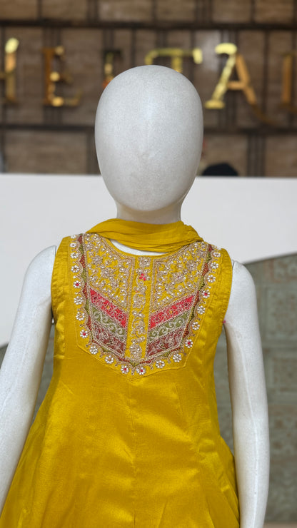 Girls Sunshine Flared Kurta Palazzo Set