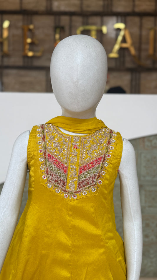Girls Sunshine Flared Kurta Palazzo Set