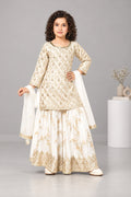 Girls Paisley Motif Embroidered Plazzo Set with Dupatta