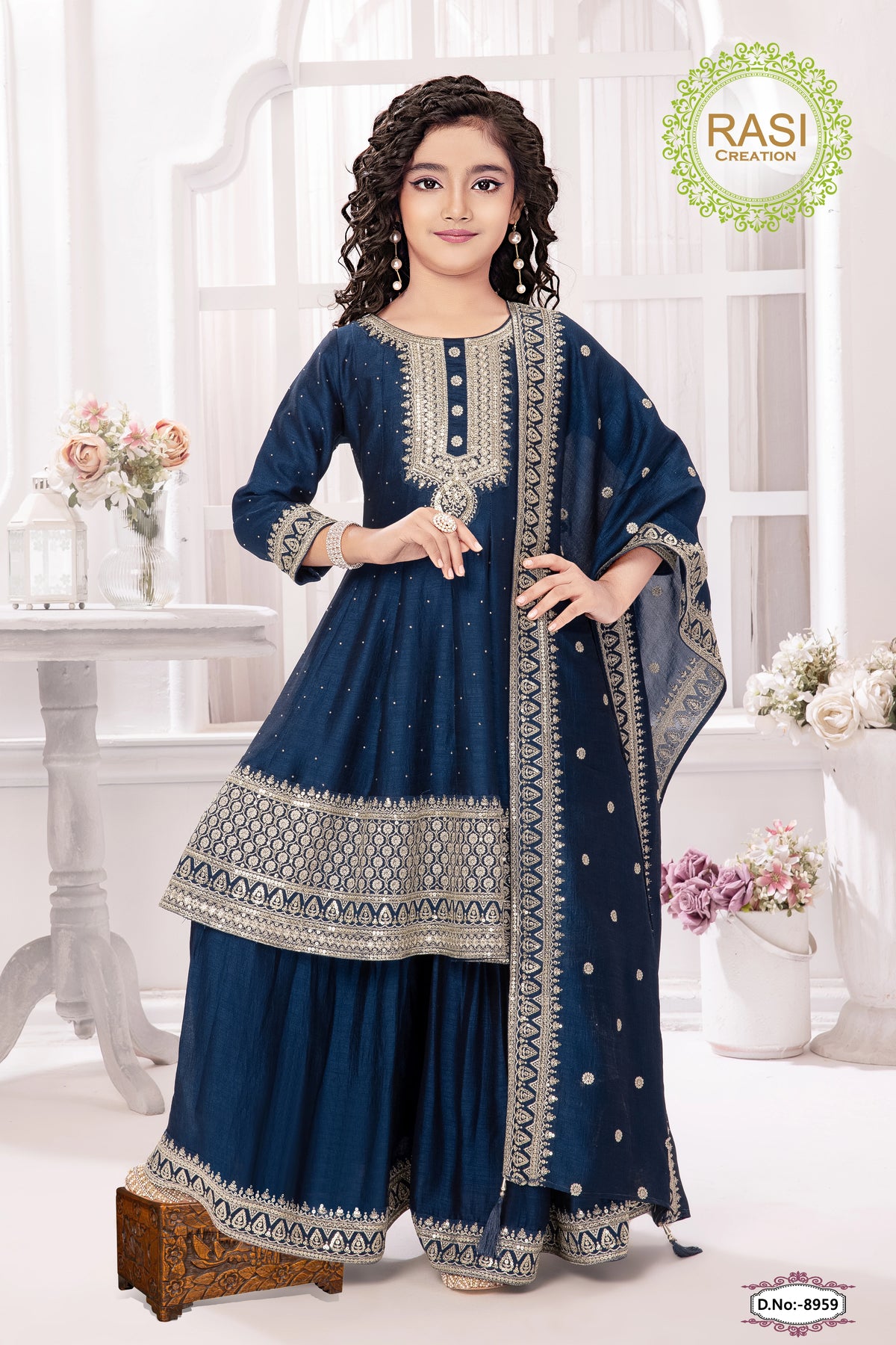 Sheetal Collection girls embroidered plazo set item 8959