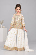 Girls Floral Paisley Embroidered Plazzo Set with Dupatta