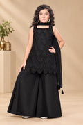 Girls Scallop Embroidered Plazzo Set with Dupatta
