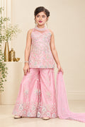 Girls Floral Embroidered Palazzo Set with Dupatta