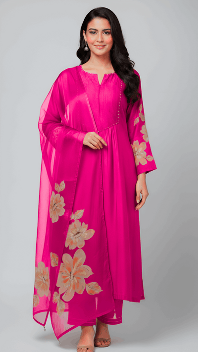 Hot Pink Suit Set – Sheetal Collection  Description:
