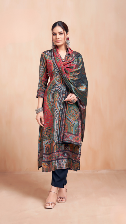 Multicolor Paisley Print Anarkali Set