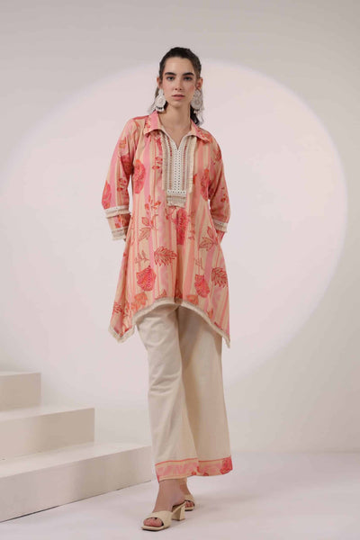 Designer Zehra Peach Bloom Co-Ord Set