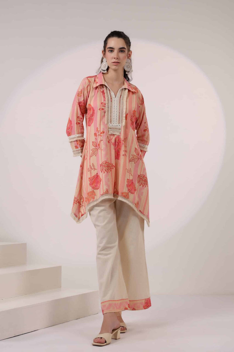 Designer Zehra Peach Bloom Co-Ord Set