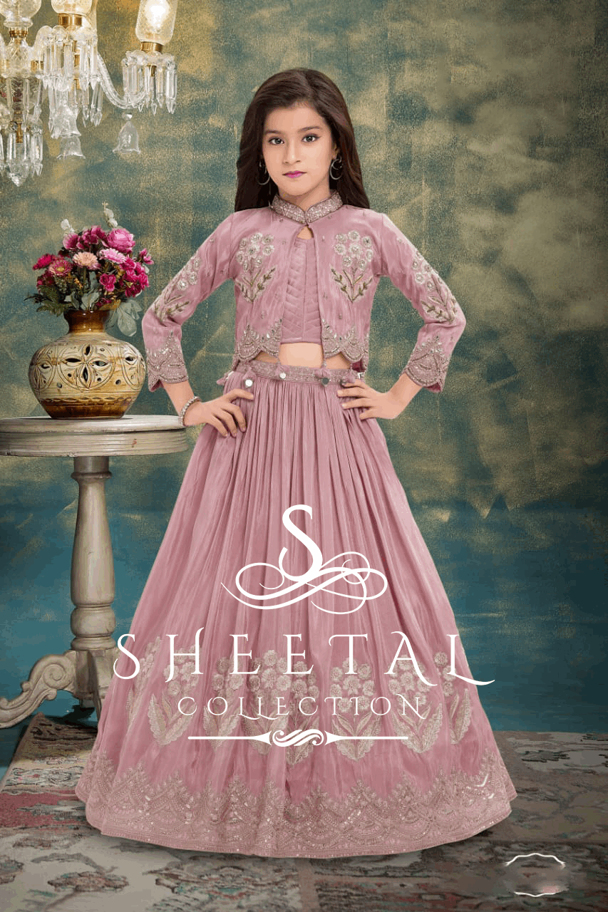 Dusty Pink Embroidered Lehenga Jacket Set